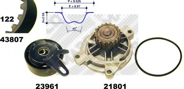41839 MAPCO Water Pump & Timing Belt Kit