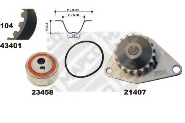 41401/1 MAPCO Water Pump & Timing Belt Kit