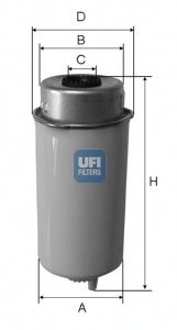 24.455.00 UFI Fuel Supply System Fuel filter