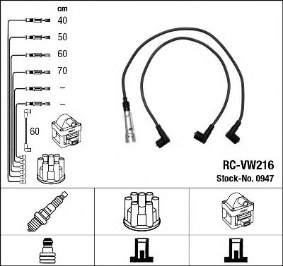 0947 NGK Ignition System Ignition Cable Kit