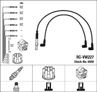 0958 NGK Ignition System Ignition Cable Kit