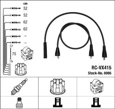 0986 NGK Ignition System Ignition Cable Kit