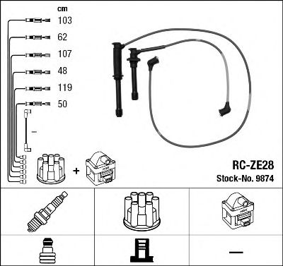 9874 NGK Ignition System Ignition Cable Kit