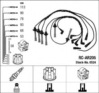 0524 NGK Ignition System Ignition Cable Kit