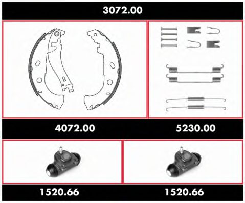 3072.00 ROADHOUSE Brake System Brake Shoe Set