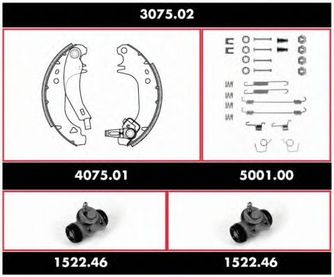 3075.02 ROADHOUSE Brake System Brake Shoe Set