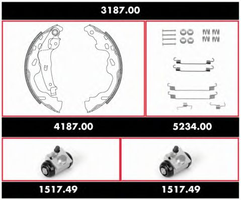 3187.00 ROADHOUSE Brake System Brake Shoe Set