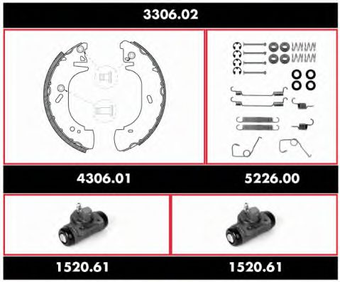 3306.02 REMSA Brake System Brake Shoe Set