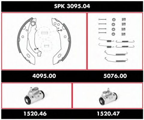 SPK 3095.04 REMSA Brake System Brake Set, drum brakes