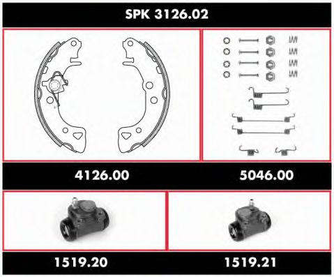 SPK 3126.02 REMSA Brake System Brake Set, drum brakes