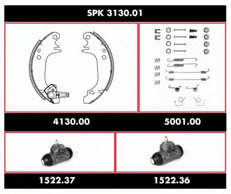 SPK 3130.01 REMSA Brake Set, drum brakes