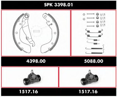 SPK 3398.01 REMSA Brake System Brake Shoe Set