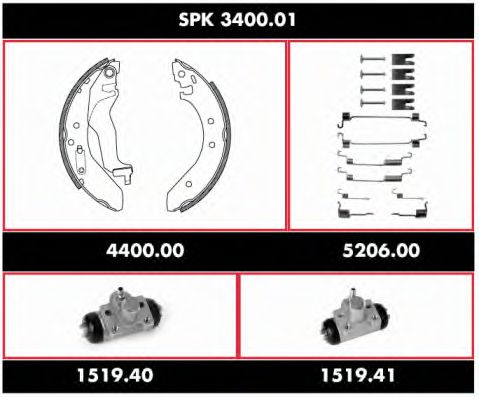 SPK 3400.01 REMSA Brake Shoe Set