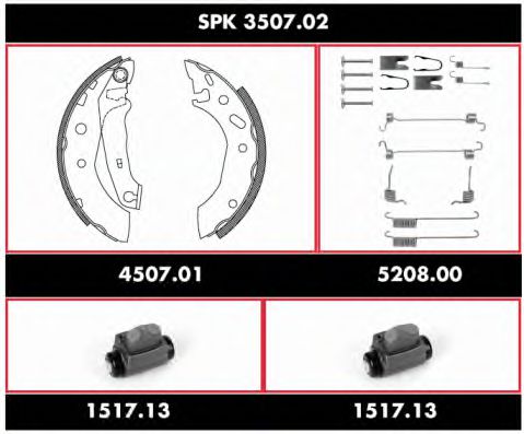 SPK 3507.02 REMSA Brake System Brake Set, drum brakes