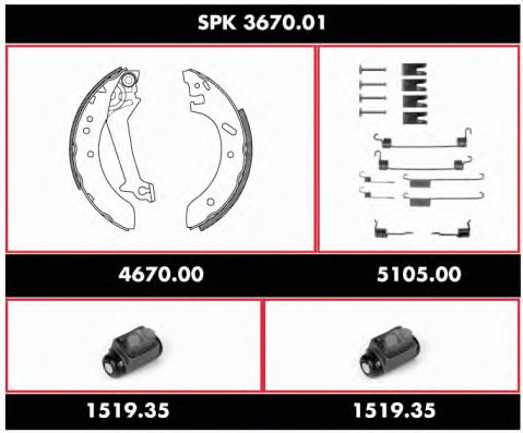 SPK 3670.01 REMSA Brake System Brake Shoe Set