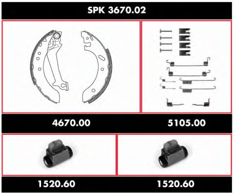 SPK 3670.02 REMSA Brake System Brake Shoe Set