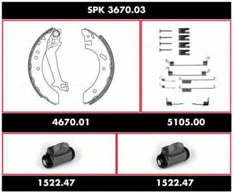 SPK 3670.03 REMSA Brake System Brake Shoe Set