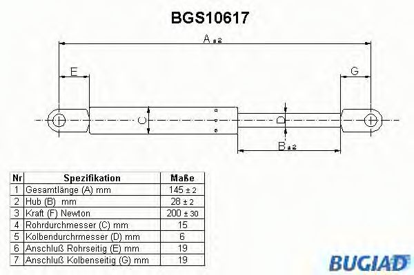 BGS10617 BUGIAD Внутренняя отделка Газовая пружина, регулировка сиденья