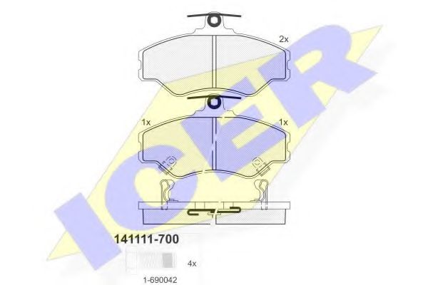141111-700 ICER Тормозная система Комплект тормозных колодок, дисковый тормоз