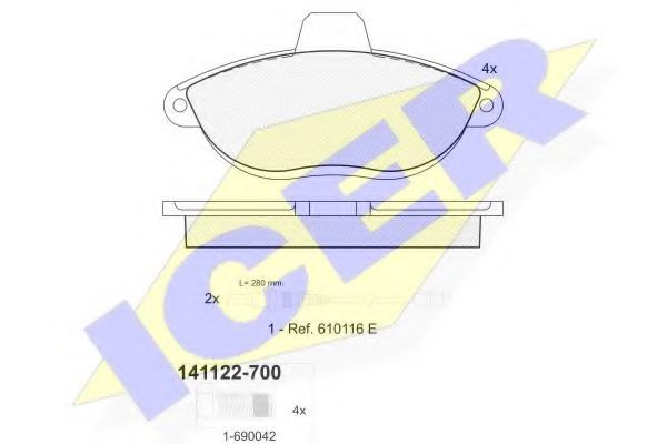 141122 ICER Brake Pad Set, disc brake