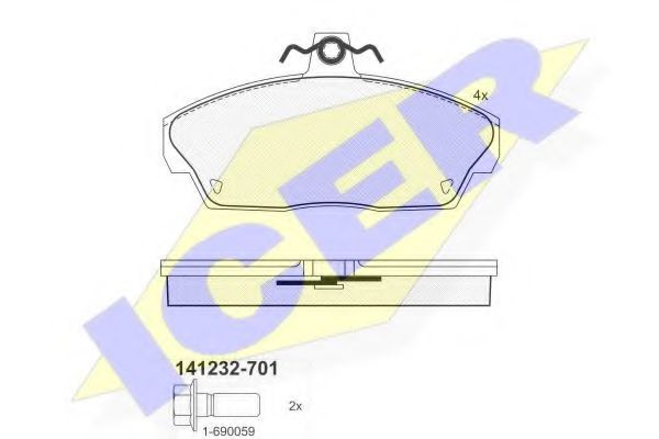 141232-701 ICER Комплект тормозных колодок, дисковый тормоз