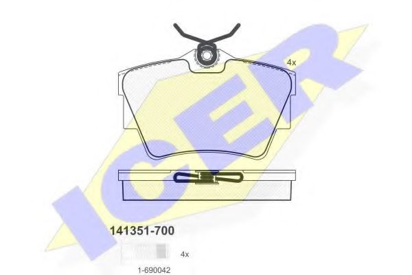 141351-700 ICER Тормозная система Комплект тормозных колодок, дисковый тормоз