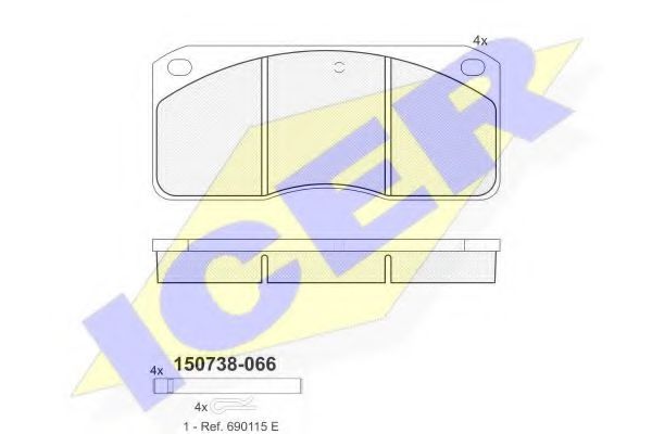 150738-066 ICER Тормозная система Комплект тормозных колодок, дисковый тормоз