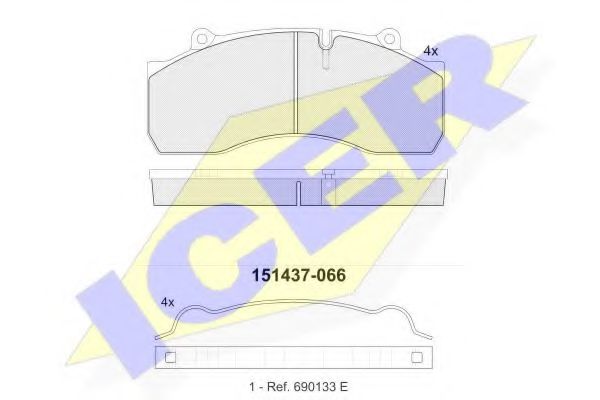 151437-066 ICER Тормозная система Комплект тормозных колодок, дисковый тормоз