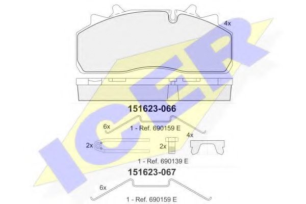 151623 ICER Комплект тормозных колодок, дисковый тормоз