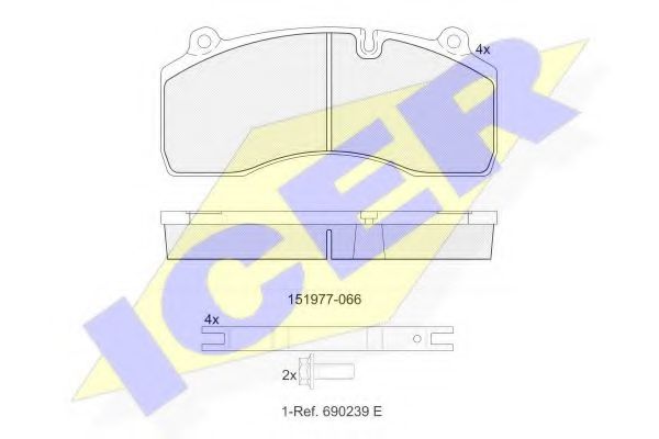 151977-066 ICER Тормозная система Комплект тормозных колодок, дисковый тормоз