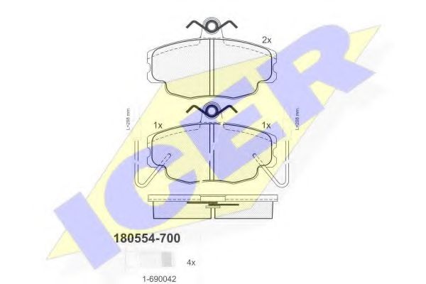 180554-700 ICER Тормозная система Комплект тормозных колодок, дисковый тормоз