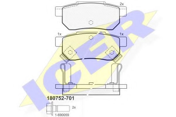 180752-701 ICER Brake Pad Set, disc brake