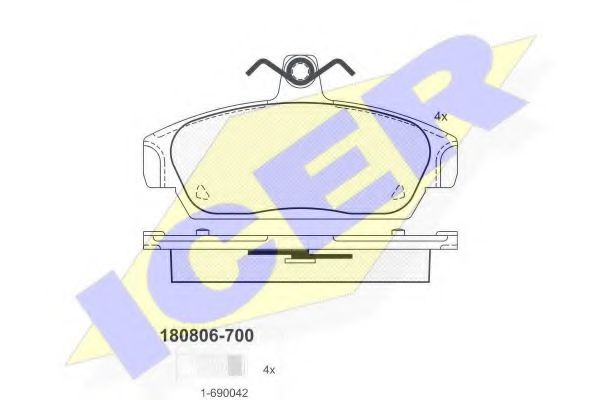 180806-700 ICER Brake Pad Set, disc brake
