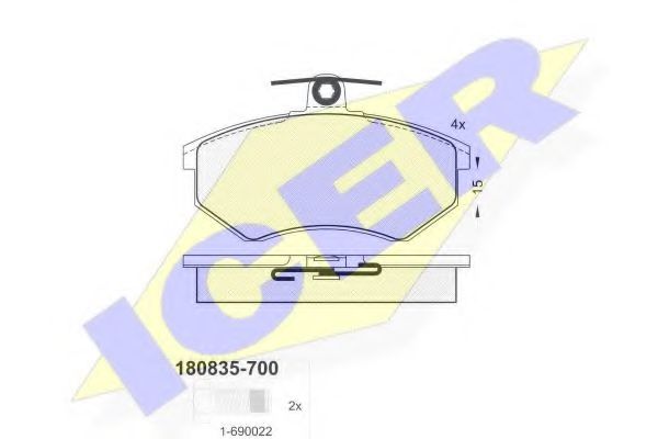 180835-700 ICER Brake System Brake Pad Set, disc brake