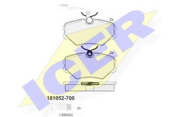 181052-700 ICER Тормозная система Комплект тормозных колодок, дисковый тормоз