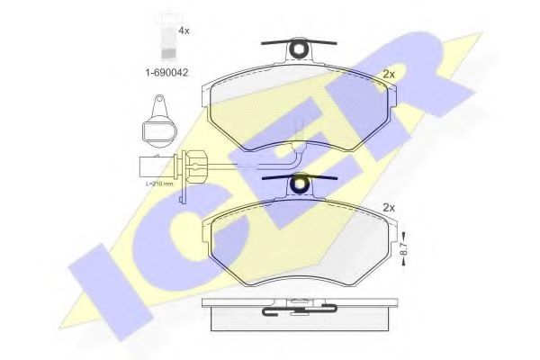 181157-203 ICER Тормозная система Комплект тормозных колодок, дисковый тормоз