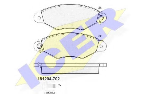 181204-702 ICER Тормозная система Комплект тормозных колодок, дисковый тормоз