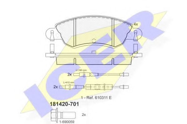 181420-701 ICER Brake Pad Set, disc brake