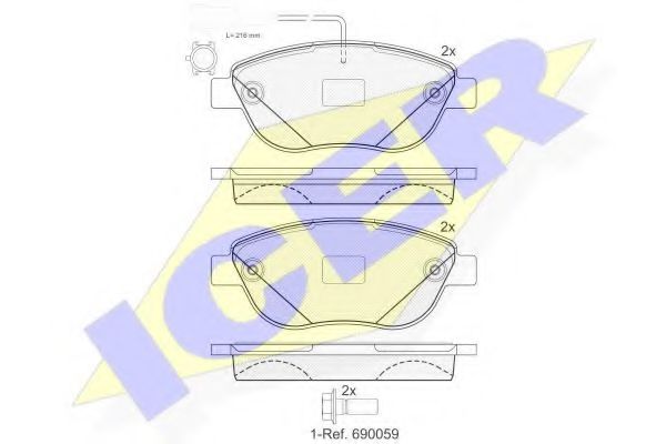 181440-203 ICER Тормозная система Комплект тормозных колодок, дисковый тормоз