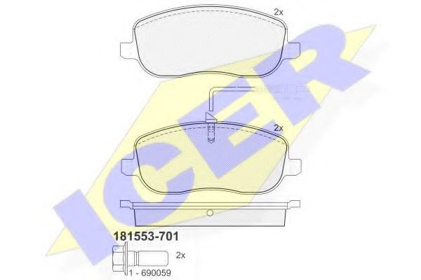 181553-701 ICER Комплект тормозных колодок, дисковый тормоз
