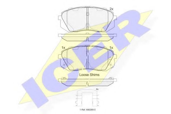 181826-201 ICER Тормозная система Комплект тормозных колодок, дисковый тормоз