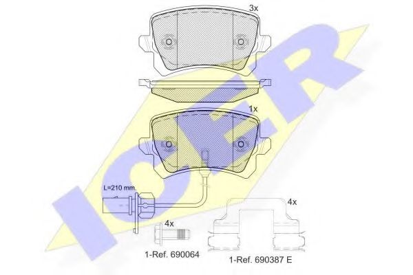 181857-203 ICER Комплект тормозных колодок, дисковый тормоз