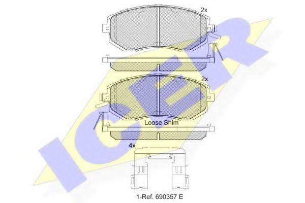 182199 ICER Brake System Brake Pad Set, disc brake