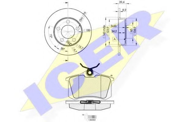 30697-5601 ICER Тормозная система Комплект тормозных колодок, дисковый тормоз
