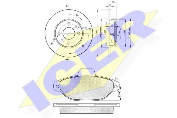 31018-3465 ICER Комплект тормозных колодок, дисковый тормоз
