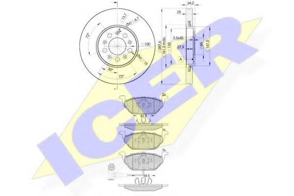 31349-5604 ICER Тормозная система Комплект тормозов, дисковый тормозной механизм