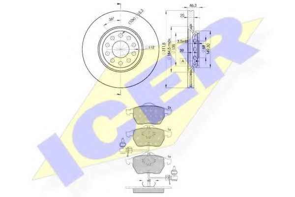 31362-4065 ICER Brake System Brake Set, disc brakes