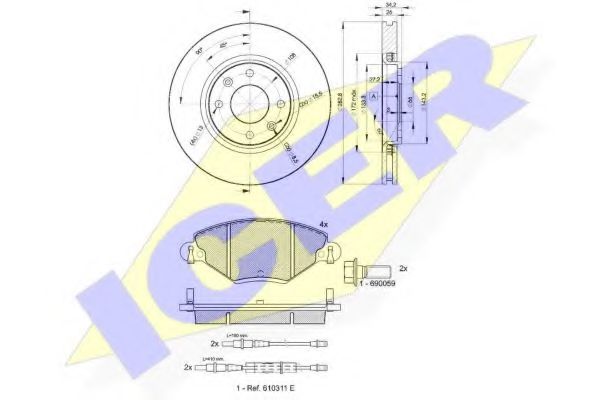 31419-4752 ICER Комплект тормозов, дисковый тормозной механизм