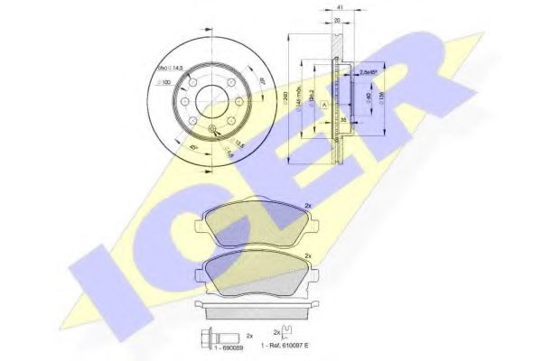 31526-9021 ICER Тормозная система Комплект тормозов, дисковый тормозной механизм