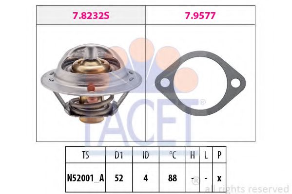 7.8237 FACET Cooling System Thermostat, coolant